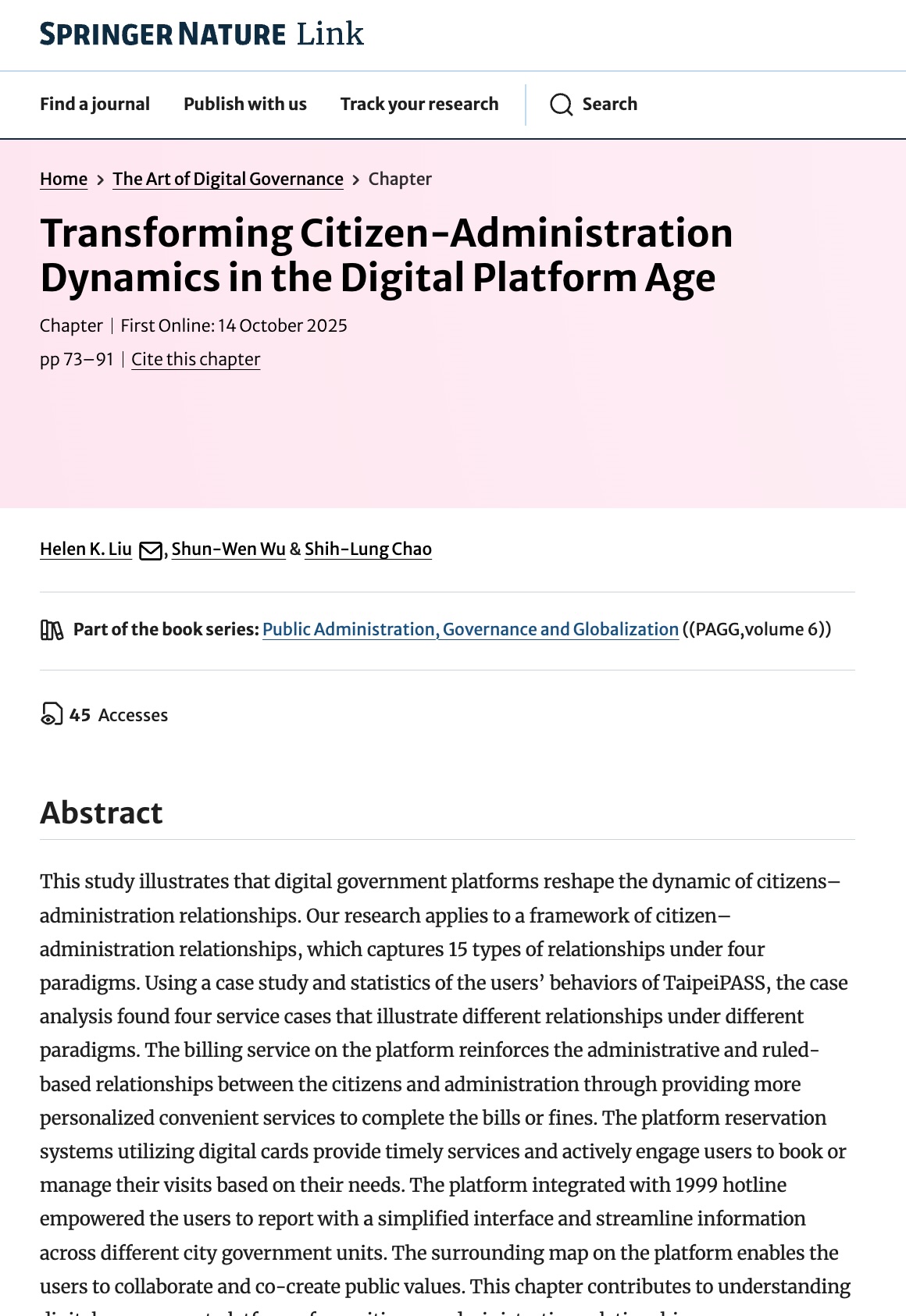 Helen K. Liu, Shun-Wen Wu, and Shih-Lung Chao